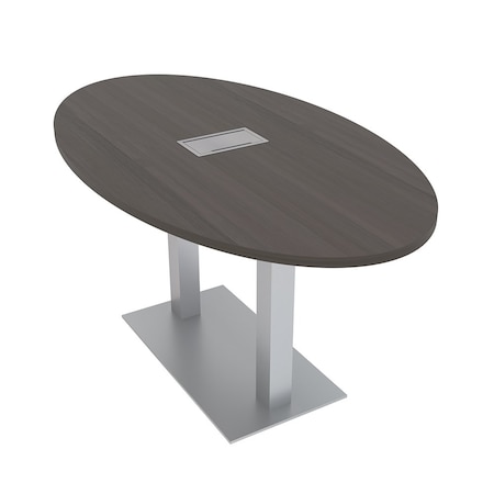 Skutchi Designs 33.5 in W, 59.5 in L, 29 in H, Engineered Wood Top, Brown HAR-OVL-34x60-DOU-ELEC-XD1025